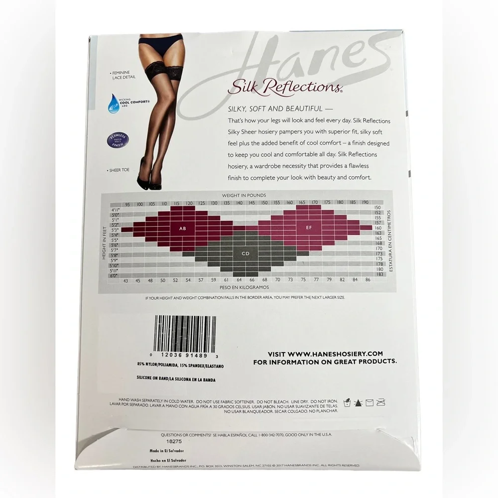 Hanes Silk Reflections Lace Top Thigh Highs Sexy - Picture 4 of 4